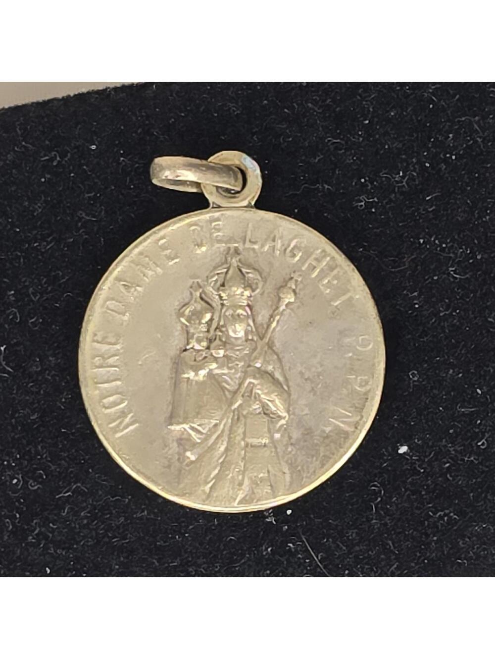 Vintage Catholic Notre Dame De Laghet Virgin Mary and Jesus Child Medal